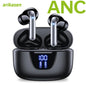 ANC Bluetooth Earphones Active Noice Cancellation Wireless Earbuds Bluetooth 5.3 Headphones TWS with LED Display for Android ios