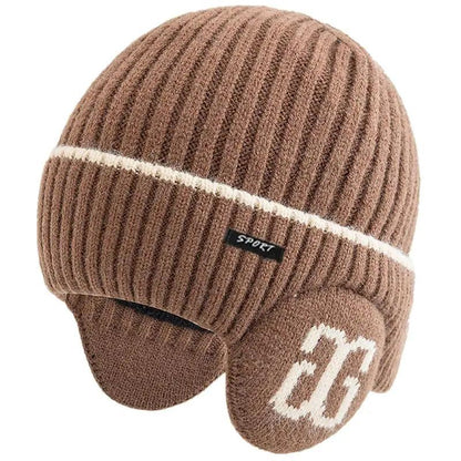 New Unisex Plush Fur Lined Winter Beanie Hat With Earflap Fashion Winter Hats For Men Women Outdoor Keep Warm Cap Dropshipping