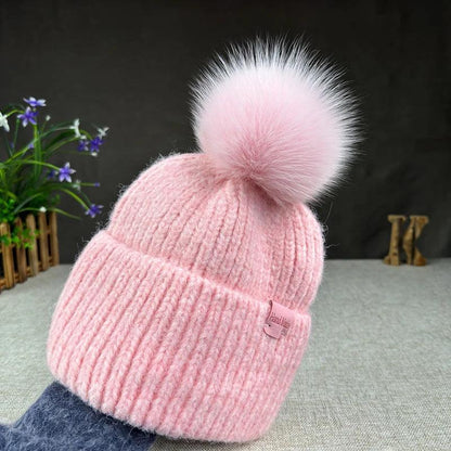 Big size New Brand fur pompom hat Fashion traveling hats for women girl High quality rabbit fur winter Warm Female beanies