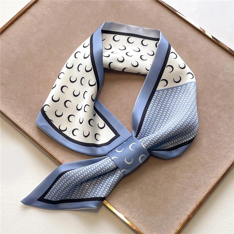 2023 New Luxury Brand Skinny Neckerchief Scarf For Women Satin Silk Ribbons Bandana Ladies Neck Tie Wrist Wrap Shawl Echarpe