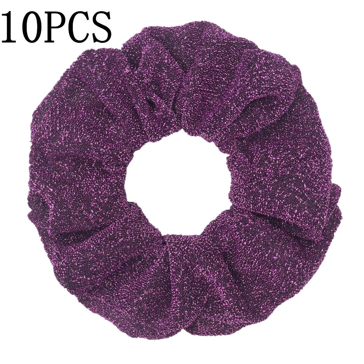 10pc Girls Sparkly Sequins Scrunchies for Hair Eleastic Scrunchy Ties Ropes Ponytail Holders Rubber Bands Shinny Bling for Women