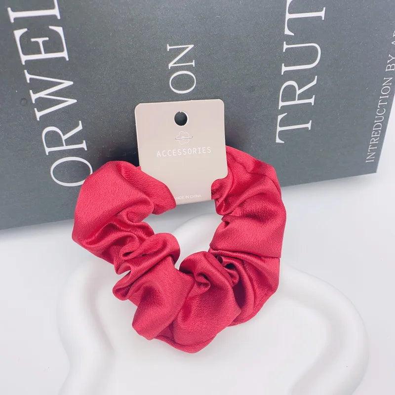 2023 Fashion Satin Scrunchie Women Silk Hair Tie Elastic Hair Bands Girls black Hairbands Hair Rope Crunchie For Hair Accessorie