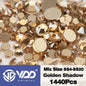 VDD 1440Pcs SS4-SS20 Mix Size Clear Crystal Non HotFix Gold Flatback Rhinestones Glitter Stones Nail Art DIY Crafts Decorations