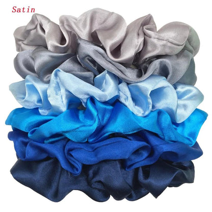 6pcs/lot Hair Scrunchies Bands Scrunchy Ties Ropes Ponytail Holder for Women or Girls Accessories Satin Headwear Solid Color Set