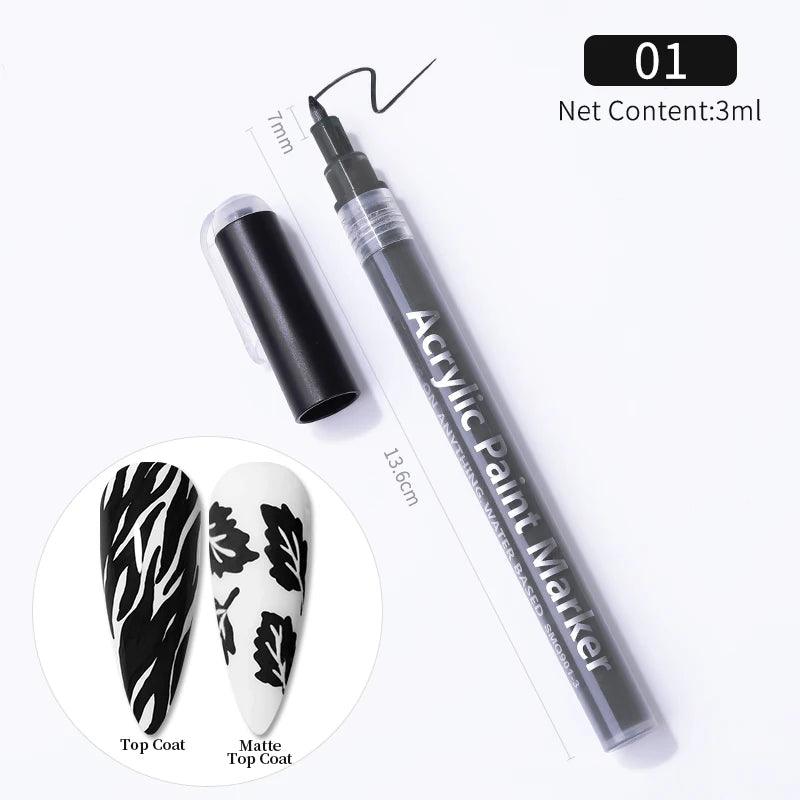 Nail Art Drawing Graffiti Pen Waterproof Painting Liner Brush DIY 3D Abstract Lines Fine Details Flower Leaf Nail Manicure Tools