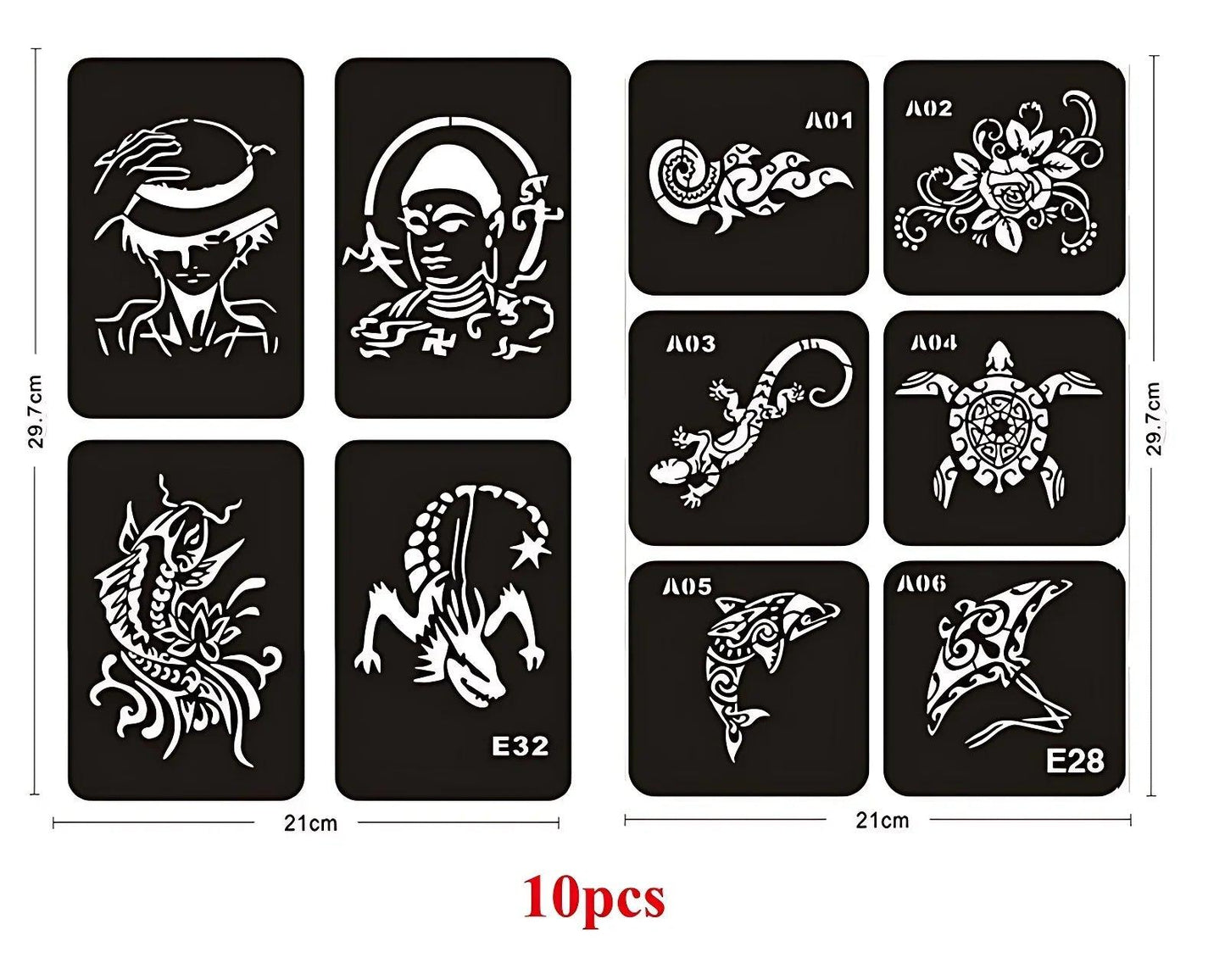 10-99pcs Henna Tattoo Stencils Kit Reusable for Men Women Kids Temporary Indian Arabian Glitter Airbrush Tattoo Template Body