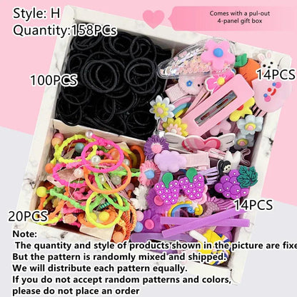 Cute Hair Accessories Set for Girs, Seamless Ponytail Holders Variety Hair Scrunchies Hair Clips Set Gift Box Set For Holidays