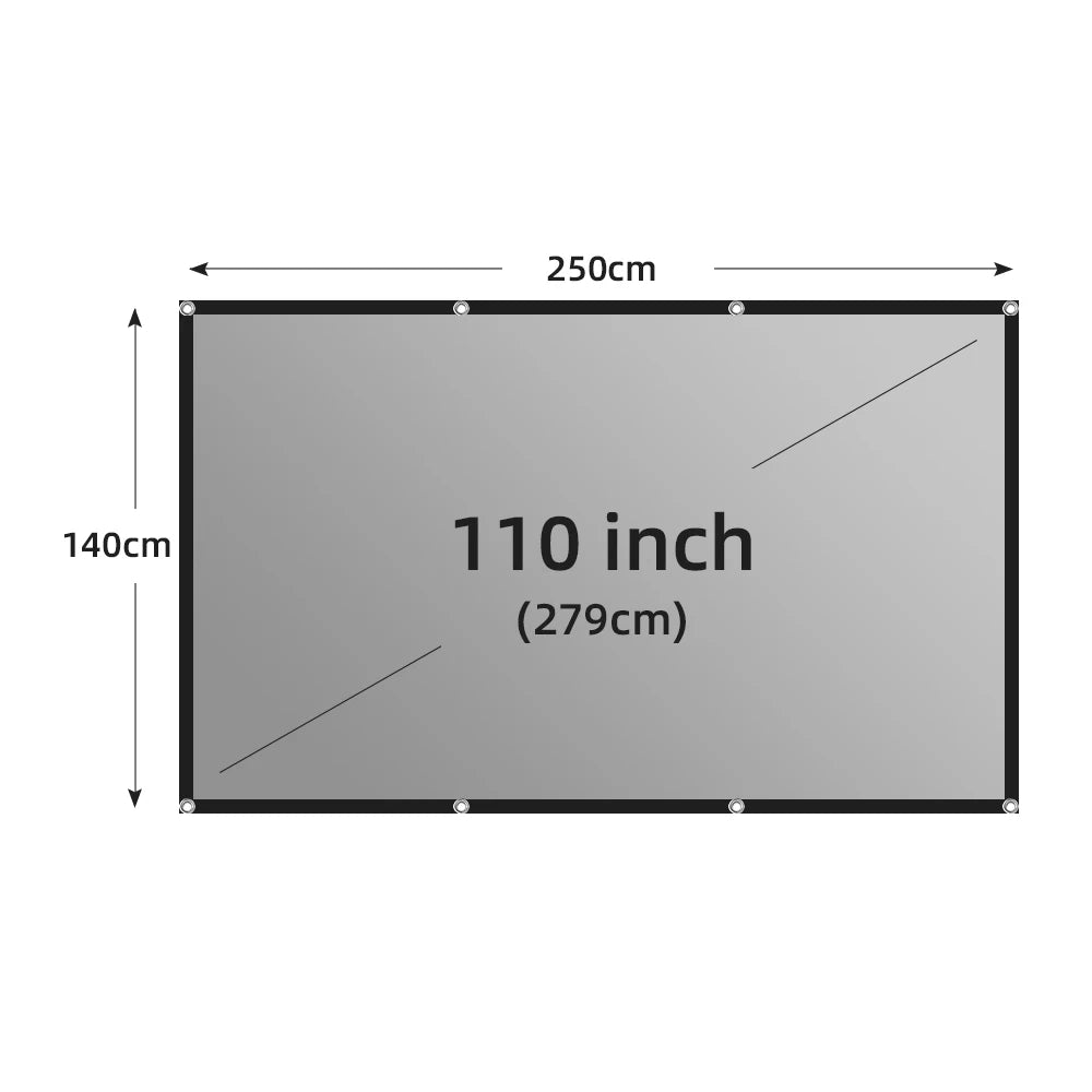 VEIDADZ Projector Screen Metal Grey Anti-Light 60-133 inch 30° Viewing Angle 16:9 Portable Reflective Screen Home Theatre Indoor