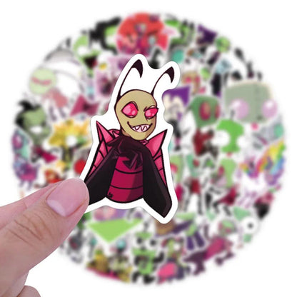 55PCS Invader Zim Stickers Paster Cartoon Characters Anime Funny Decals Scrapbooking DIY Phone Laptop Waterproof Decorations