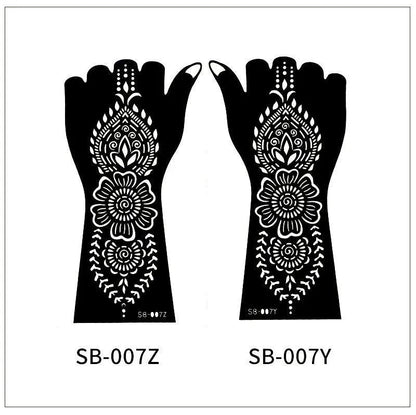 1 Pair Flower Tattoo Stencil for Hand Henna Tattoo Templates Mandala Lace  Design Wedding Painting Henna Kit Tool