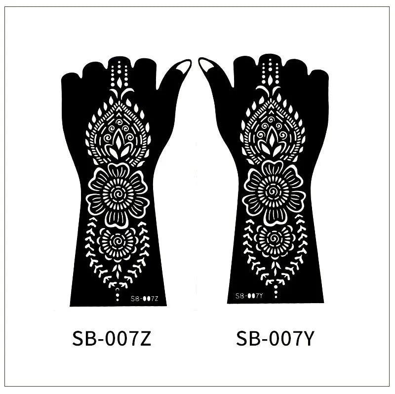 1 Pair Flower Tattoo Stencil for Hand Henna Tattoo Templates Mandala Lace  Design Wedding Painting Henna Kit Tool