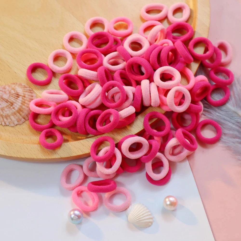 100PCS Box Mini Candy Colors Cute Girls Elastic Hair Ties Baby Small Hairbands Soft Cotton Ponytail Holder Hair Accessoires