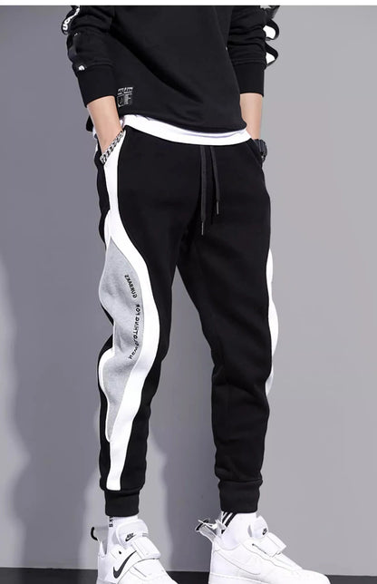 Men's Sports Pants Spring Autumn Male Loose Fitting Leggings Patchwork Running Training Casual Pants Fashion Outfit Trousers