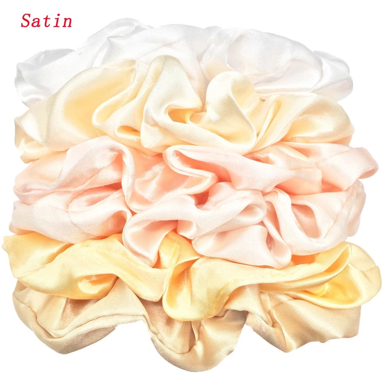 25/10//6pcs Satin Scrunchies Girls Elastic Hair Band Ponytail Holder Ties Rubber Bands Fashion Women Accessories Solid Scrunchy