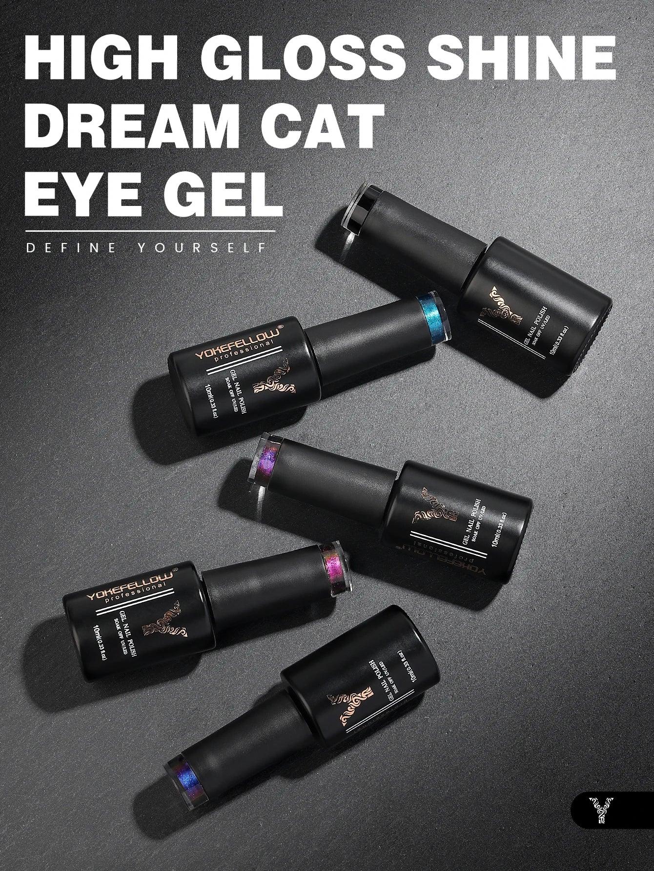 YOKEFELLOW 2024 New Dreamland Cat Eye Gel Nail Polish 10ml Dual Gloss Dreamland Color Soak Off Cat Magnetic UV Gel Varnish DIY