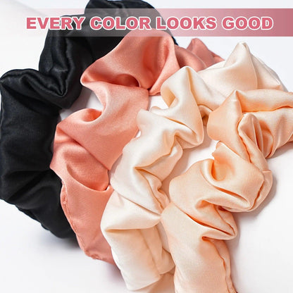 2PCS 100% Pure Mulberry Silk Hair Scrunchies Solid Color Hair Ties Women Big Hairbands Hair Accessories Skinny Scrunchies