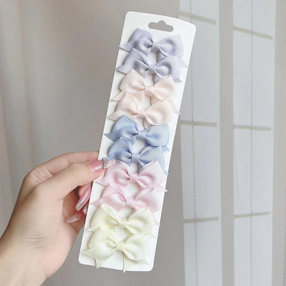 10Pcs/Set 1.9'' Solid Color Ribbon Kids Bows Hair Clips for Baby Girls Handmade Bowknot Hairpin MiNi Barrettes Hair Accessories