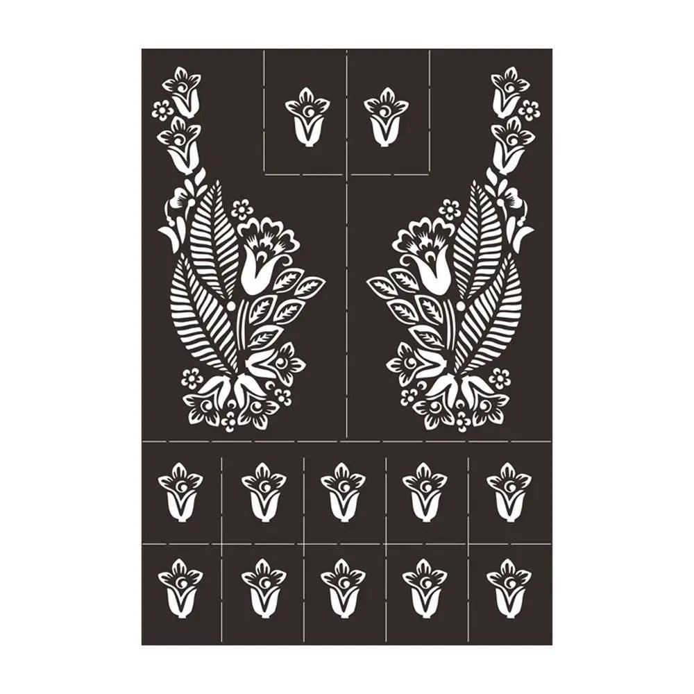 Professional Henna Stencil Temporary Hand Tattoo Body Art Sticker Template Wedding Tool India Flower Tattoo Stencil