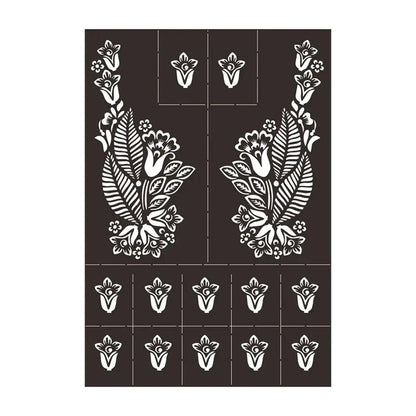 Professional Henna Stencil Temporary Hand Tattoo Body Art Sticker Template Wedding Tool India Flower Tattoo Stencil