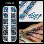 12Gird 3D Glass AB Crystal Nail Art Rhinestones Kit Flatback Round Bead Charm Gem Stones Jewelry Diamond with Tools for Nail Art