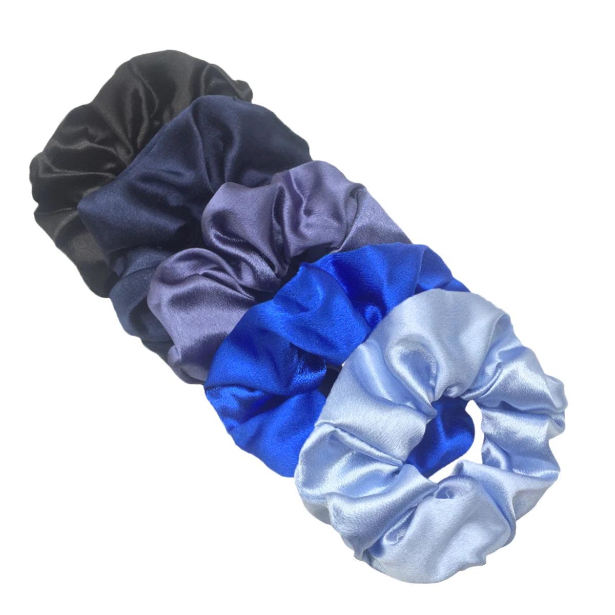 10/5pcs/lot Accessoires Women Girls Silky Satin Hair Scrunchies Solid Elastic Elegant Rubber Band Headwear Holder Scrunchy Black