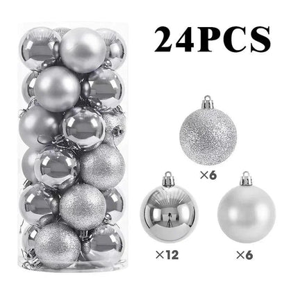 24/pcs 8CM Christmas Ball Ornaments Set Painted Plastics Christmas Tree Pendant Decoration Christmas Decoration Accessories