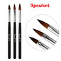 3Pcs Acrylic Nail Brush Set #8/10/14 Professional Acrylic Powder Extension Nail Brushes Nail Art 3D Carving Manicure Salon Tools