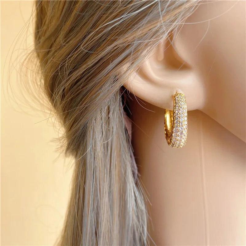 Luxury Hoop Earrings For Women Gold Color Hollow Out Design Temperament Female Ear Accessories Fashion Jewelry Gifts