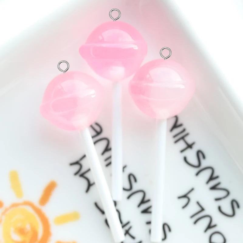 10pcs Simulation 3D Planet Lollipop Resin Charms Sweet Food Pendant For Earring Keychain Diy Crafts Jewelry Make