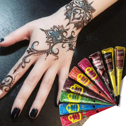 25g Multi Colors GOLECHA Cones Indian Henna Tattoo Paste For Temporary Tattoos Hand Painted Body Art Sticker Mehndi Pigment