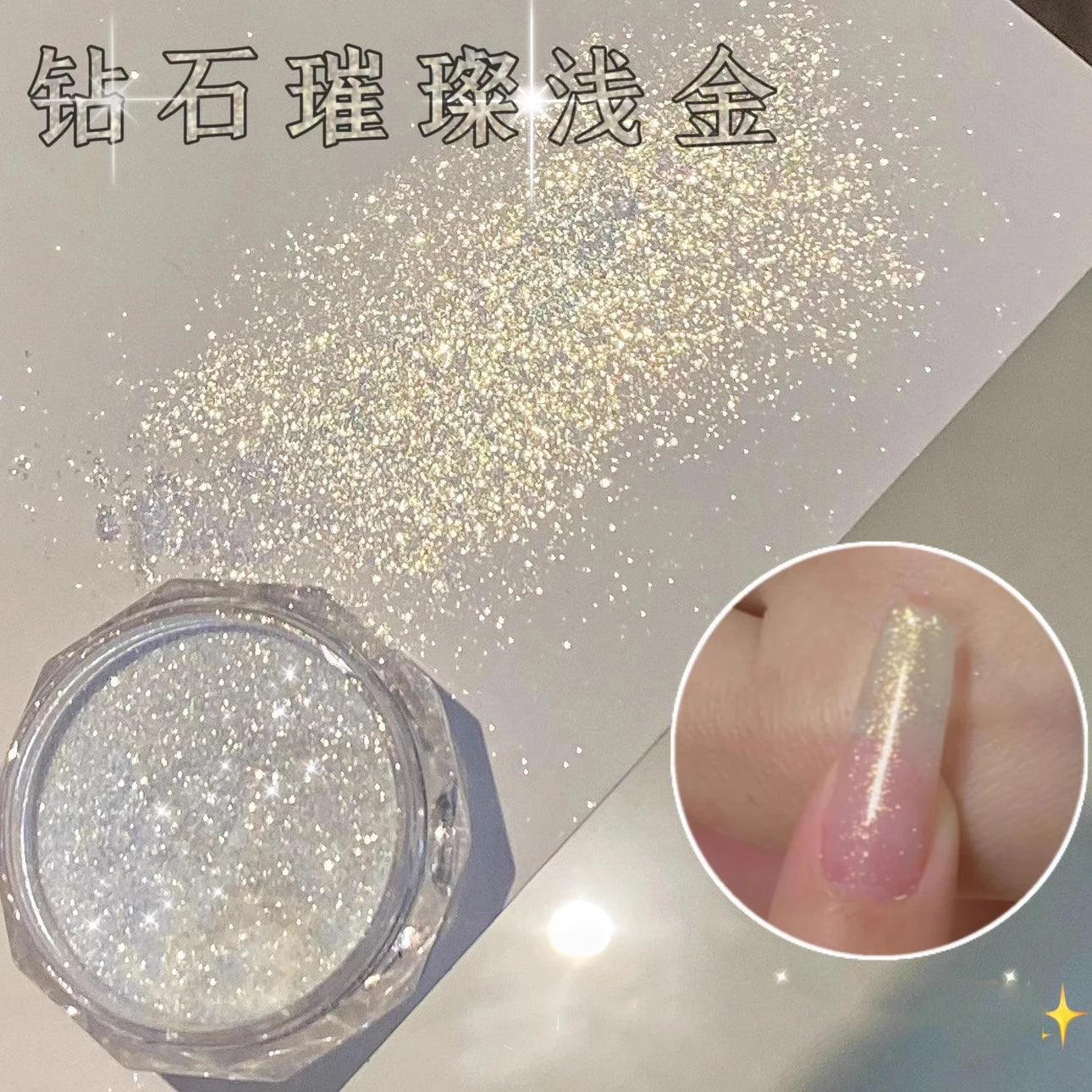 1Jar Aurora Broken Diamond Nail Powder Holographic Iridescent Aurora Powder Mermaid Pigment Glitter Nail Art Chameleon Powder