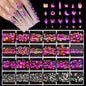 Nail Decoration Set with 1 Boxes 240Pcs Nail Art 3D Rhinestones Big Mix Sizes 3D Crystal Diamonds Metal Charms Gems Stones ,M(1)