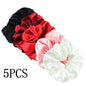 10/5pcs/lot Accessoires Women Girls Silky Satin Hair Scrunchies Solid Elastic Elegant Rubber Band Headwear Holder Scrunchy Black