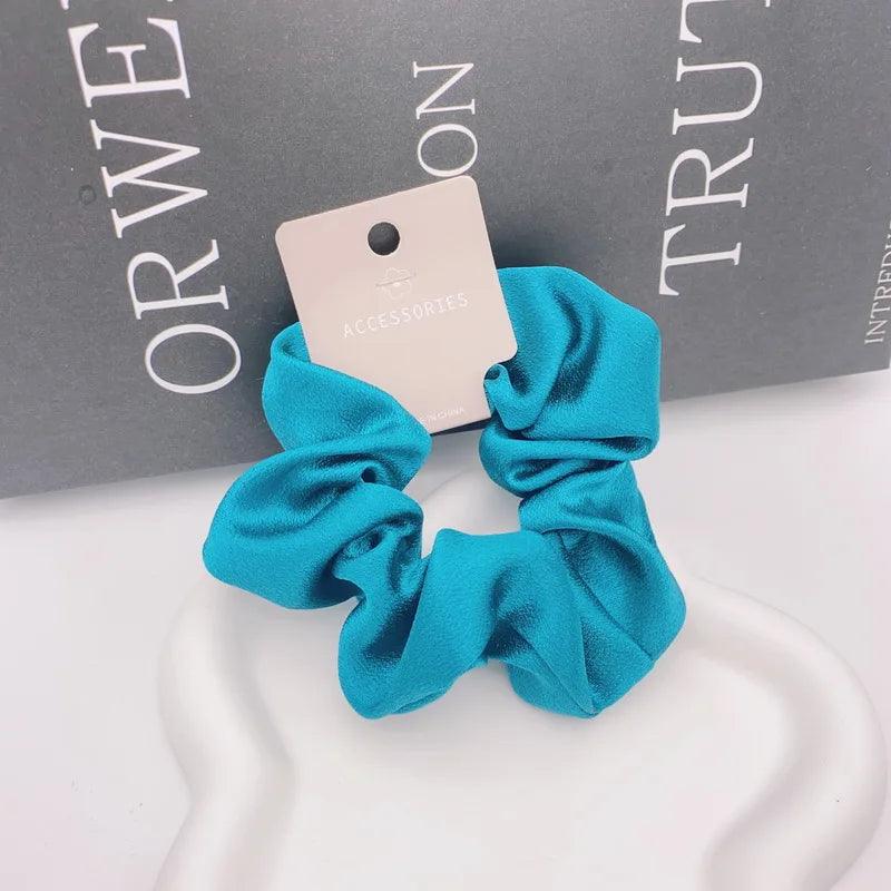 2023 Fashion Satin Scrunchie Women Silk Hair Tie Elastic Hair Bands Girls black Hairbands Hair Rope Crunchie For Hair Accessorie