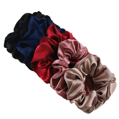 10/5pcs/lot Accessoires Women Girls Silky Satin Hair Scrunchies Solid Elastic Elegant Rubber Band Headwear Holder Scrunchy Black