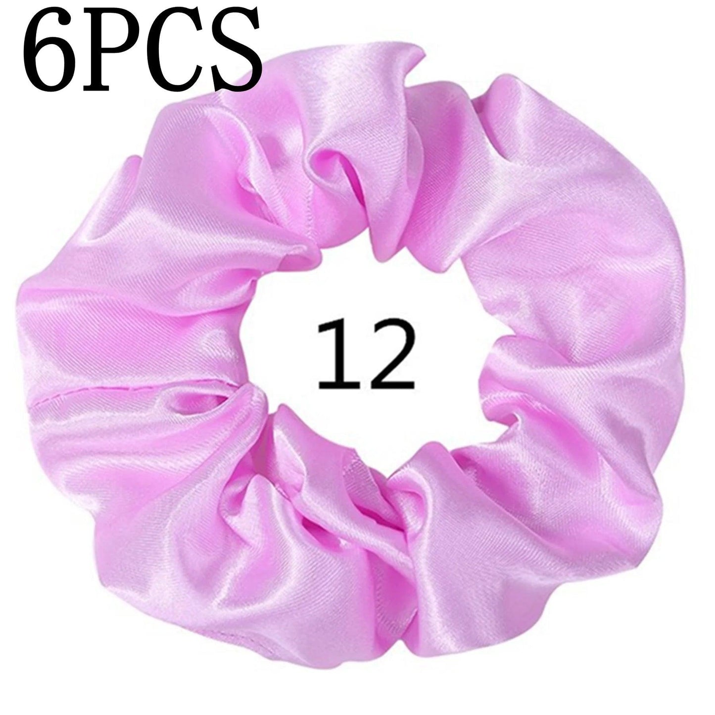 6pcs/lot Hair Scrunchies Bands Scrunchy Ties Ropes Ponytail Holder for Women or Girls Accessories Satin Headwear Solid Color Set