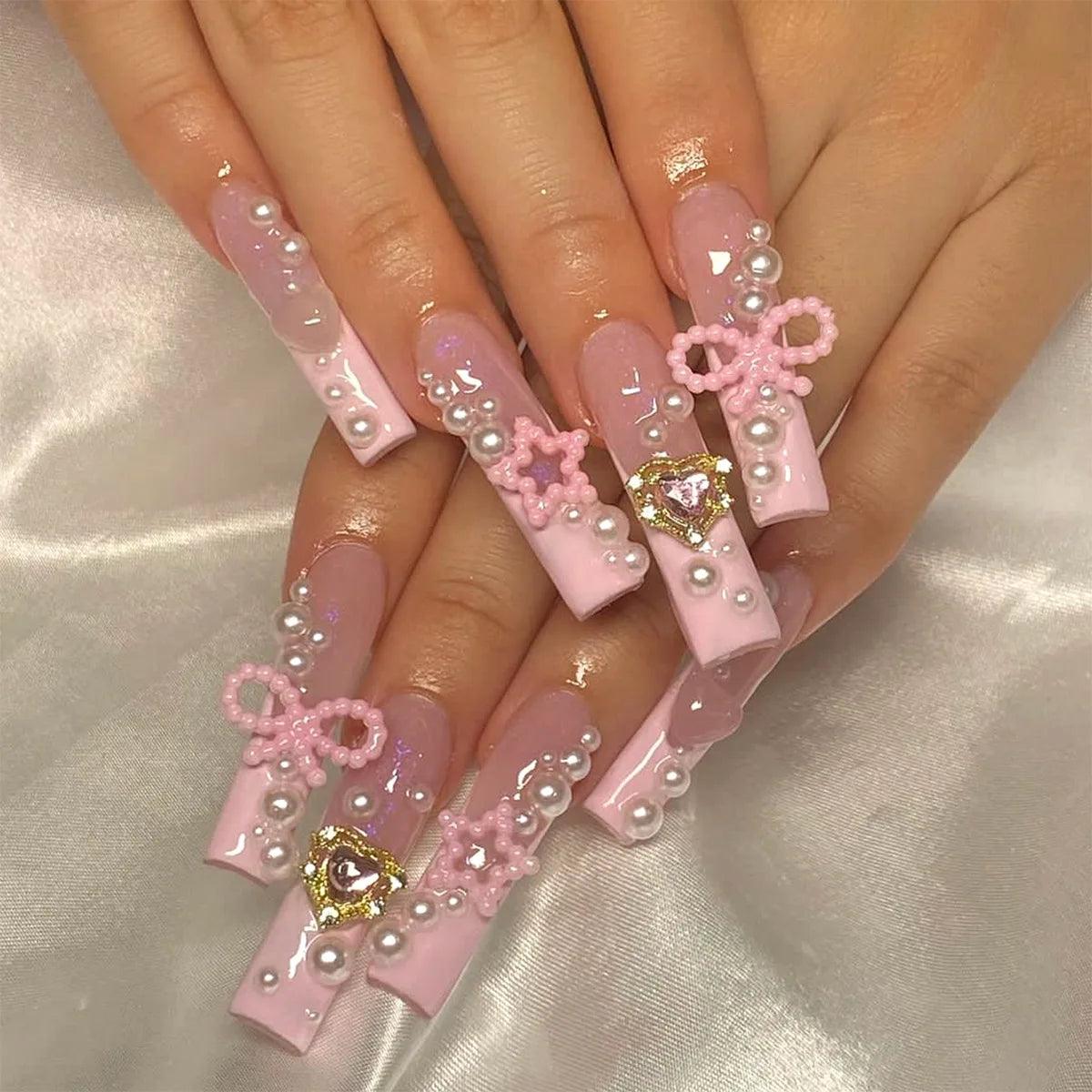 y2k Nails Five-pointed Star Pattern False Nails Halloween Style Long Coffin Ballet Press on Nails For Girl Full Cover Wearable