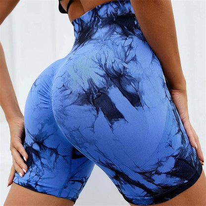 Summer Women High Waist Butt Lift Shorts Legging Seamless Leggings Fashion Tie Dye Shorts Gym Workout Running Pants