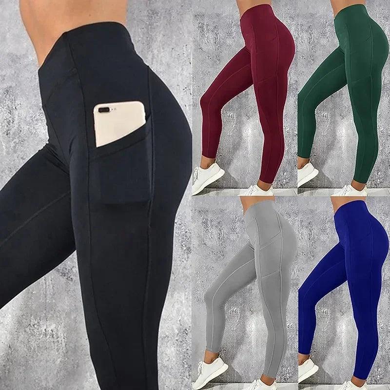 Women Sports Leggings Gym Pocketed Yoga Pants Fitness Running Pants Stretchy Sportswear Plus Size Sports Gym Yoga Pant for Women