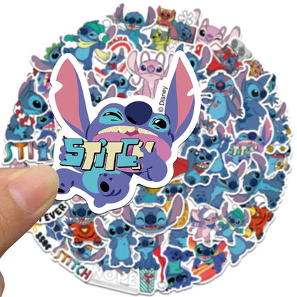 50pcs Disney Cartoon Kawai Stitch Stickers for Phone Laptop Diary Guitar Suitcase Graffiti Waterproof Sticker Decals Kids Toy