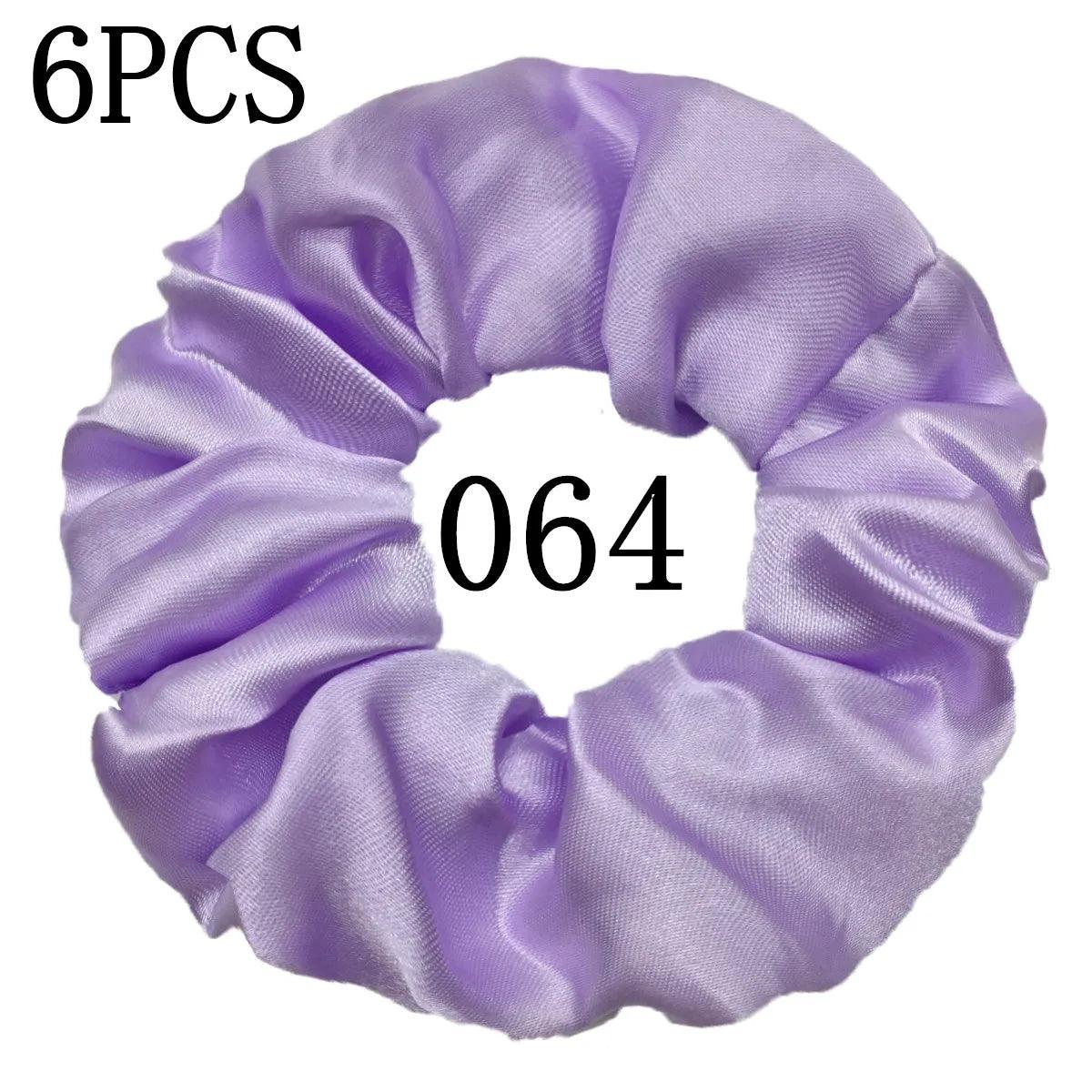 6pcs/lot Hair Scrunchies Bands Scrunchy Ties Ropes Ponytail Holder for Women or Girls Accessories Satin Headwear Solid 100 Color