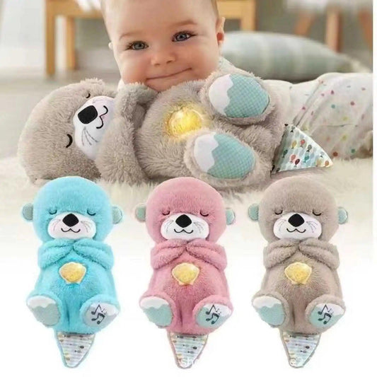 New Breathing Bear Baby Soothing Otter Plush Doll Toy Baby Kids Soothing Music Sleeping Companion Sound and Light Doll Toy Gift