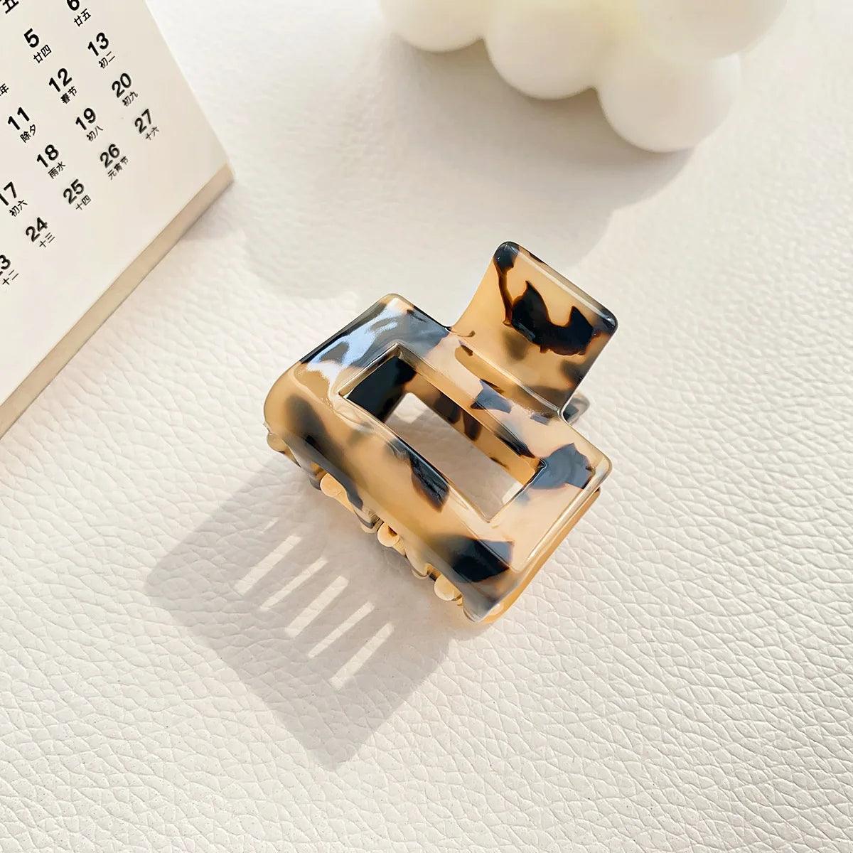 Muweordy Fashion Acetate Hollow Square Hair Claws Crab Hair Clips Marble Print Ponytail Shark Clip Barrettes Hair Accessories