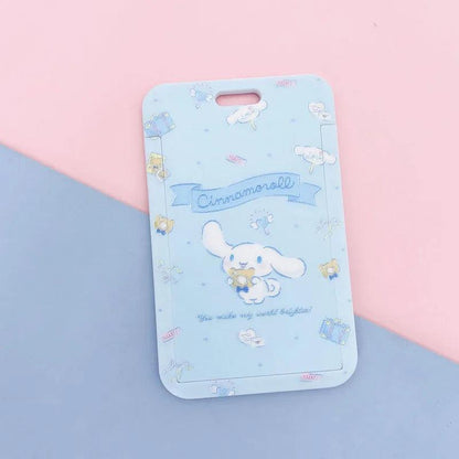 Kawaii Sanrio Cinnamoroll My Melody Anime Keychain Pendant Purin Dog Cat Cute Card Holder Plastic Lanyard Card Holders for Girl