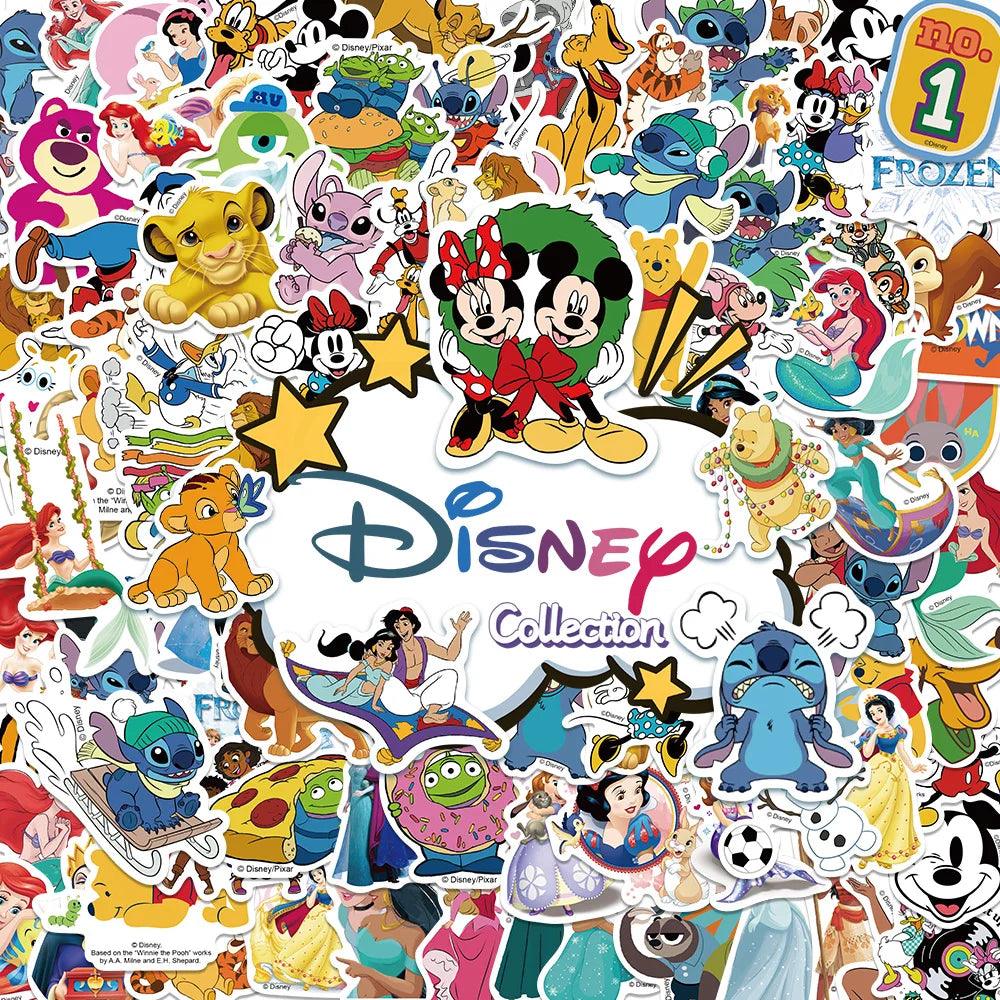 10/50/100pcs Disney Mix Cute Cartoon Micky Princess Stickers Graffiti Decal Laptop Luggage Skateboard Waterproof Sticker Kid Toy