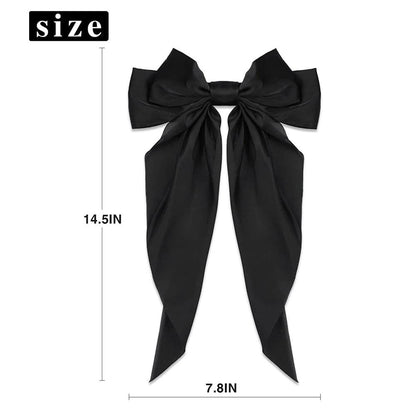 2Pcs/Set Elegant Bow Ribbon Hair Clip Women Fashion Solid Bowknot Satin Hairpin Barrettes Girls Ponytail Clip Hair Accessories