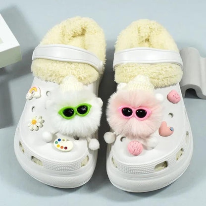 2024 Hot Selling Plush Ball Shoes Charms for  Furry Ball Cute Hole Charms Designer Lovely Shoe Accessories All-match