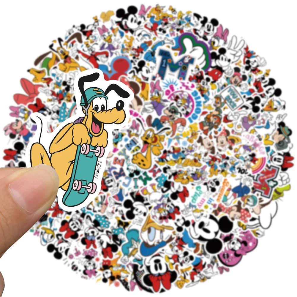 10/50/100pcs Disney Mix Cute Cartoon Micky Princess Stickers Graffiti Decal Laptop Luggage Skateboard Waterproof Sticker Kid Toy