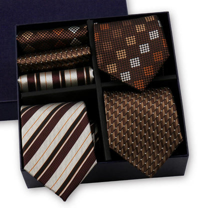 Luxury Men's Tie 3 Sets In Gift Box Paisley Striped Necktie Handkerchief For Men Gravata Wedding Formal Clothing Accessories