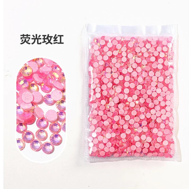 All Size Glass Noctilucent Fluorescence Crystal Neon Non Hot Fix Rhinestones FlatBack Strass Fabric Garment Nail Art Decorations